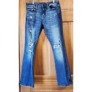 Aeropostale Slim Straight Distressed Jeans Size 27x28 Blue